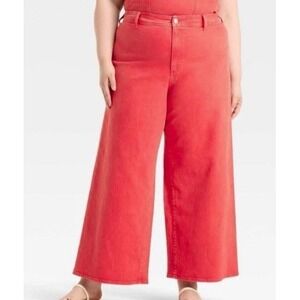 Universal Thread Women's High Rise Sailor Wide Leg Ankle Jeans in Red Size 17